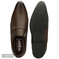 Men's Brown Leather Party Wear Slip On Shoes - Brown, euro42
