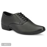 Men's Black Leather Party Wear Lace Up Shoes - Black, euro40