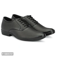 Men's Black Leather Party Wear Lace Up Shoes - Black, euro40