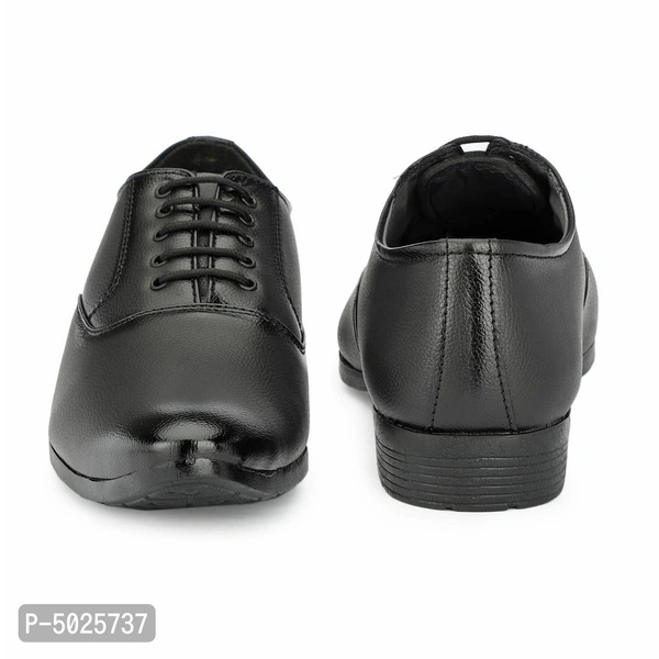 Men's Black Leather Party Wear Lace Up Shoes - Black, euro40