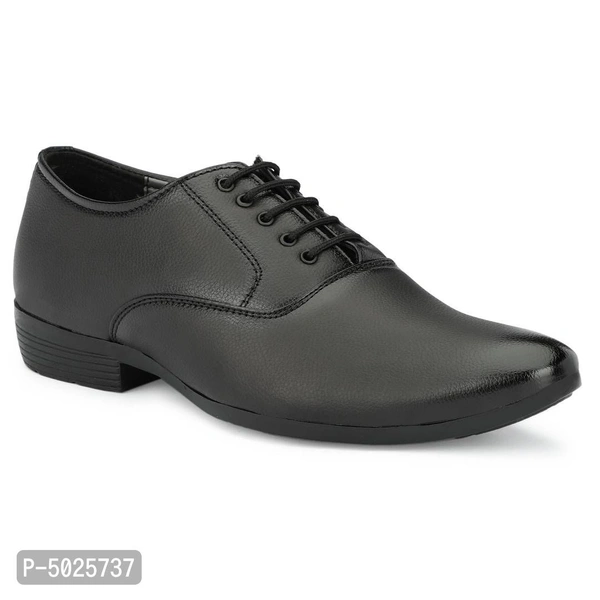 Men's Black Leather Party Wear Lace Up Shoes - Black, euro42