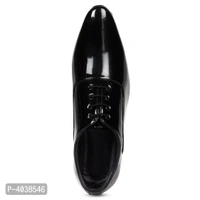 Premium Oxford Class Designer Patent Leatherette Shining Jet Black Lace-Up Party Formal Shoes - uk8, Black