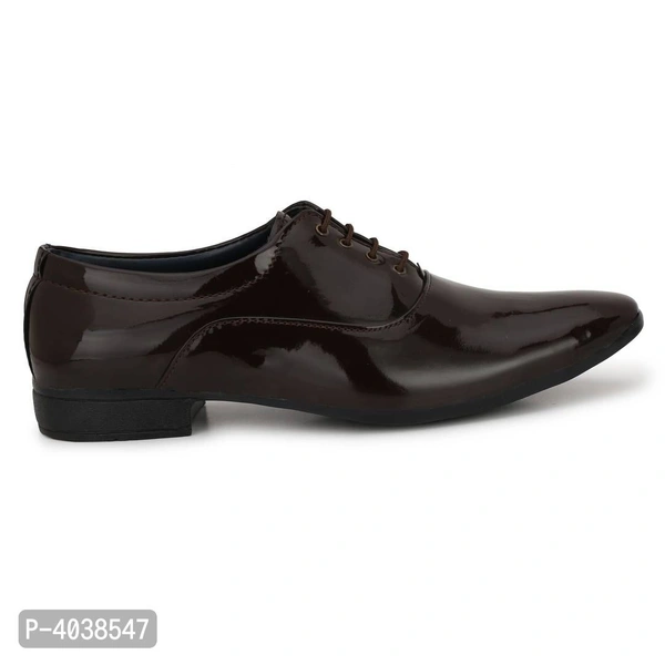 Premium Oxford Patent Leather Coffee Brown Shining Lace-Up Party Wear Designer Formal Shoes - Brown, uk8