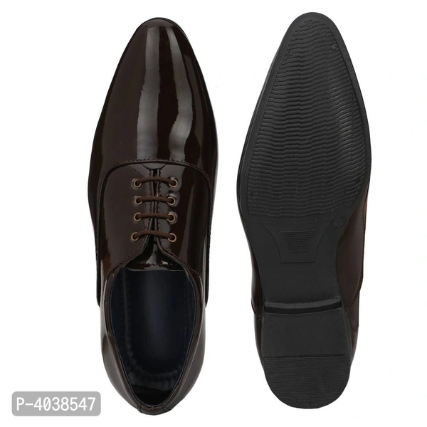 Premium Oxford Patent Leather Coffee Brown Shining Lace-Up Party Wear Designer Formal Shoes - Brown, uk8