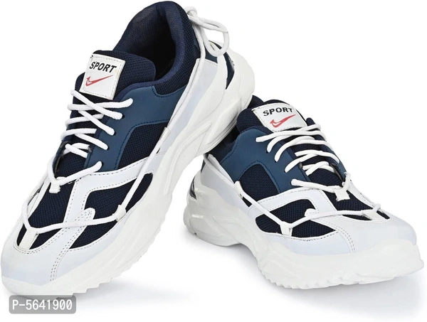 Stylish PU White Sports Shoes For Men - White, Uk7
