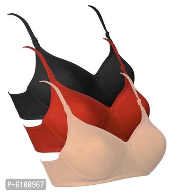 Women's Padded Full Coverage Bra Pack Of 3 - Multicoloured, 38