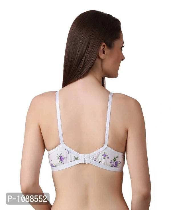 Women's Regular Cotton Wear Assorted Colour Print  Bra Pack Of 2 - White, 34