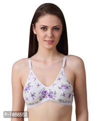 Women's Regular Cotton Wear Assorted Colour Print  Bra Pack Of 2 - White, 34