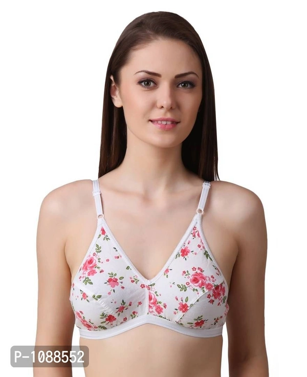 Women's Regular Cotton Wear Assorted Colour Print  Bra Pack Of 2 - White, 34