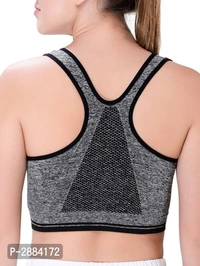 Women's Cotton Spandex Zipper Bra - Grey, XL