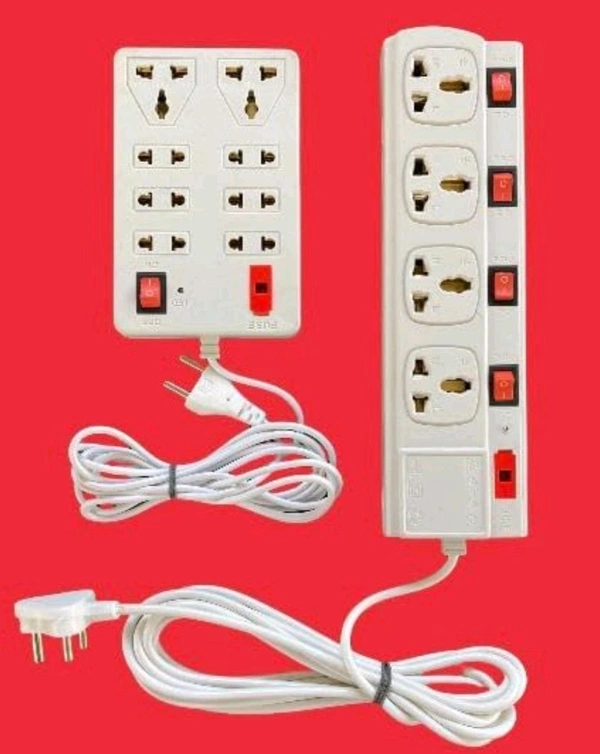 Extension Bord Combo of 8+1 and 4+4 Universal pluge with Safety Fuse and LED Light ABS Shock Proof Body