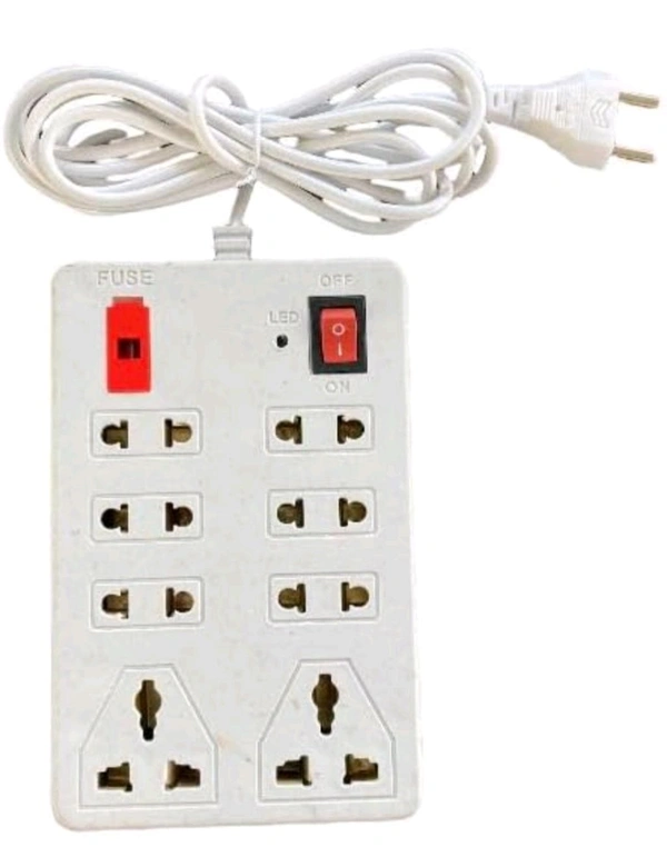 Extension Bord Combo of 8+1 and 4+4 Universal pluge with Safety Fuse and LED Light ABS Shock Proof Body