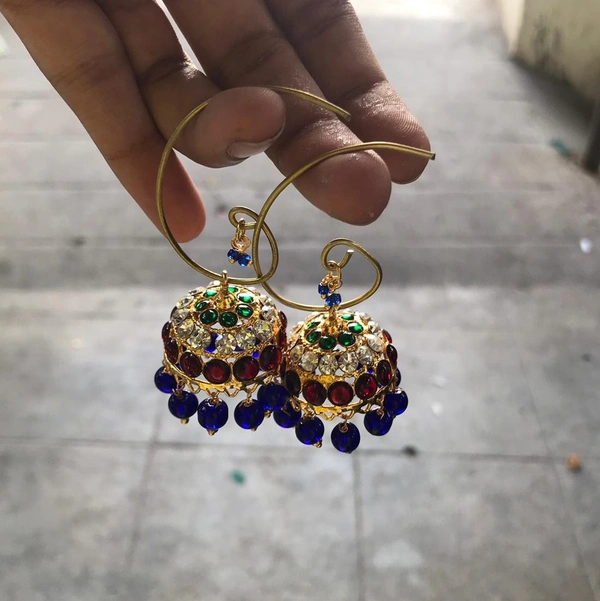 KEMP HOOP EARRINGS  - MAROON- BLUE