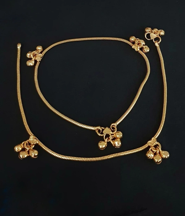 ANKLETS - GOLD  - PLAIN GOLD, 29 CMS 