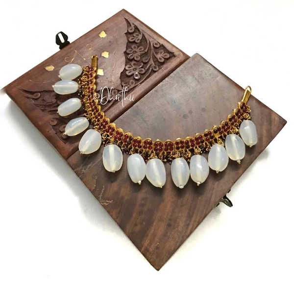 MANASA - KEMP NECKLACE D888 - PROVIDED ON DEFAULT, WE CAN CUSTOMISE THIS PRODUCT IN YOUR PREFERRED COLOUR, KINDLY WHATSAPP AT 9025116218, KEMP MAROON, 26 cms 