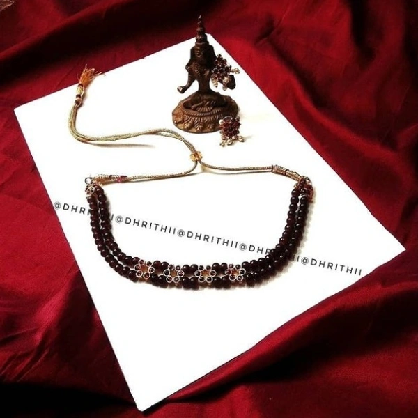 AEINDRI - CLASSICAL KEMP CHOKER D7344 - PROVIDED , WE CAN CUSTOMISE THIS PRODUCT IN YOUR PREFERRED COLOUR KINDLY WHATSAPP AT 9025116218, BLACK WITH MAROON KEMP SPARE, CHOKER 