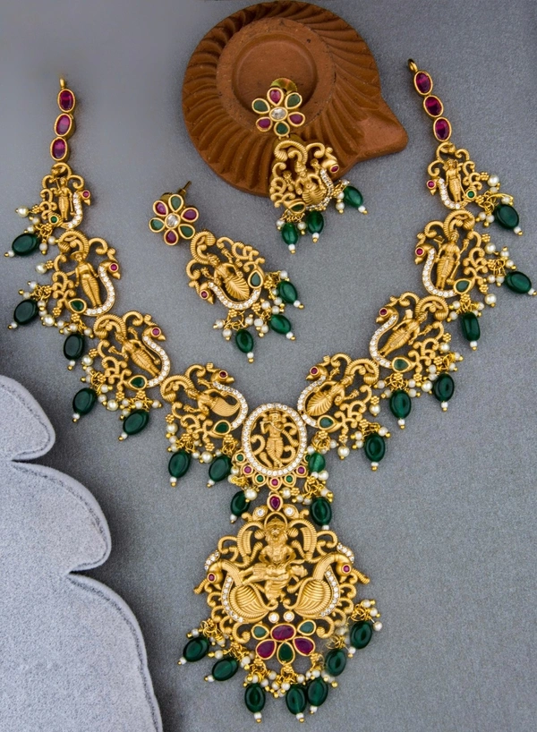 PAKSHI CZ ANTIQUE NECKLACE  - PROVIDED