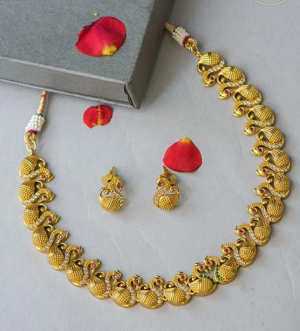 CZ ANTIQUE SWAN NECKLACE - D7991 - NECKLACE