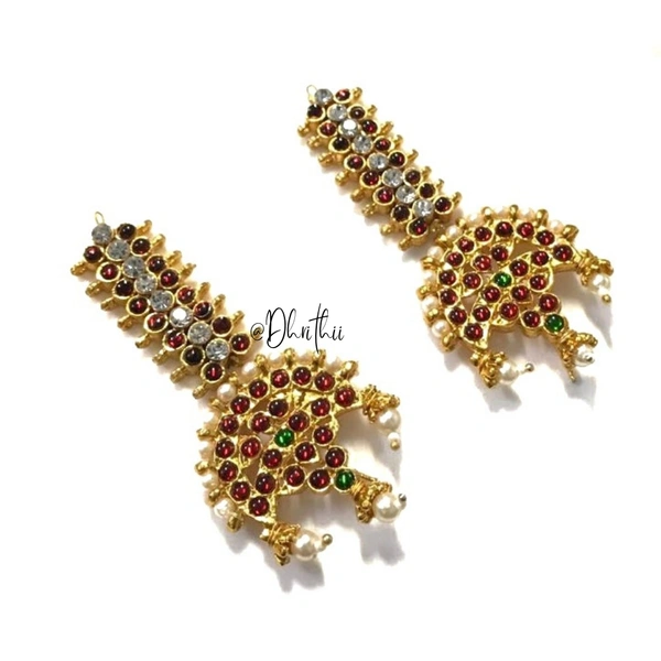 KEMP CHANDRAN EARRINGS  - MAROON, 5-5.5 cms 
