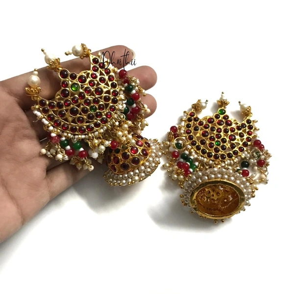 GRAND CHANDRAN JUMKAS - PEARLS MIXED  - WE CAN CUSTOMISE THIS PRODUCT IN ALL COLOURS , KINDLY WHATSAPP AT 9025116218 , MIXED , 6.5 -7 cms 