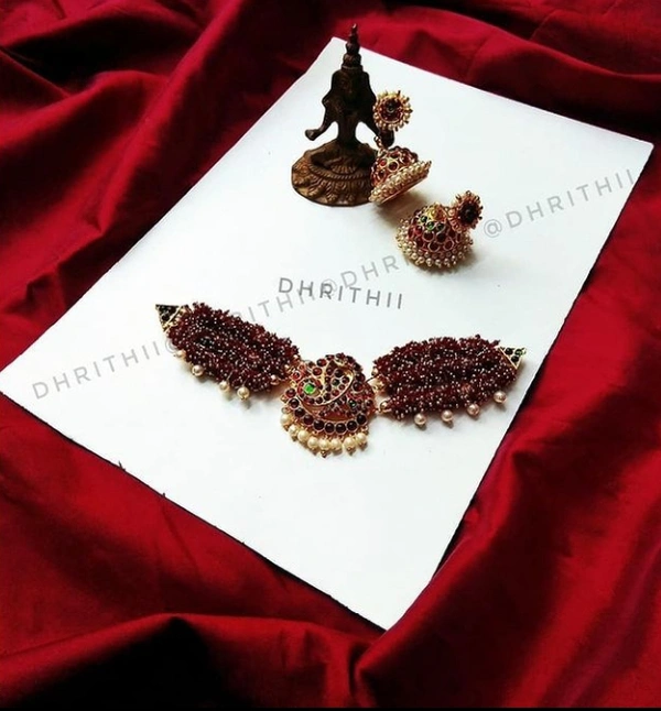 JAARIKHA KEMP CHOKER - PROVIDED, WE CAN CUSTOMISE THIS PRODUCT IN ALL COLOURS KINDLY WHATSAPP AT 9025116218, MAROON