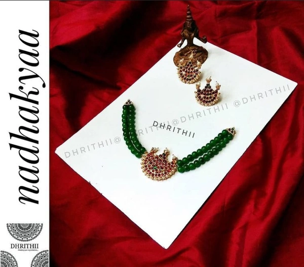 NADHAKYA - D30 - GREEN, PRICE INCLUDES WITH EARRINGS