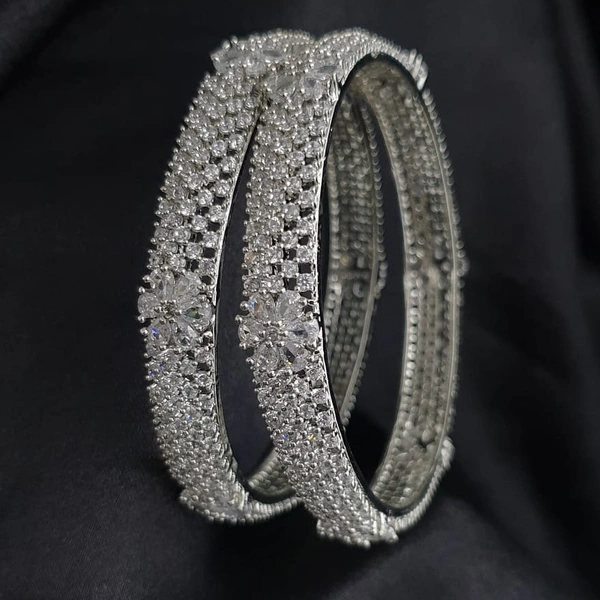 SILVER TONE AD BANGLES  - 2.2,2.4,2.6,2.8 , Silver 