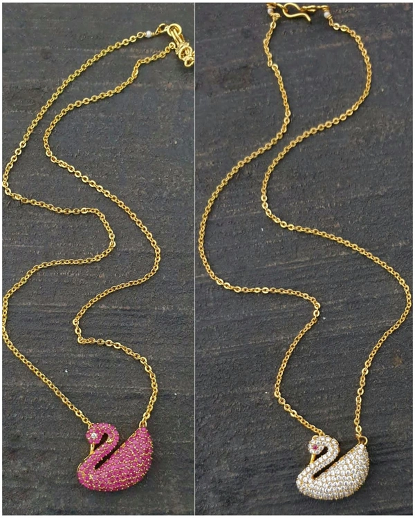 DAILY WEAR SWAN CZ GOLD CHAIN - WHITE, 18 inches