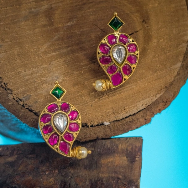 MANGO JADAU STUDS  - PINK GREEN BLUE , kindly Mention The Colour Req.