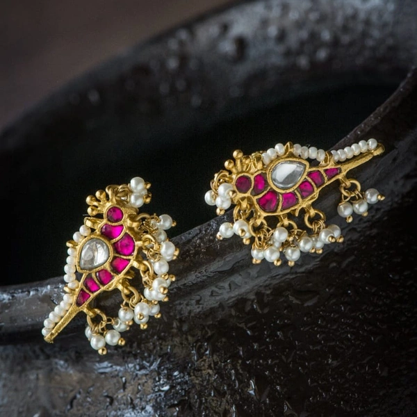 BIRDIE JADAU STUDS  - BLUE GREEN PINK MIXED COLOUR 