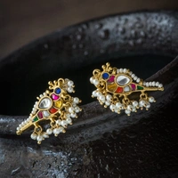 BIRDIE JADAU STUDS  - BLUE GREEN PINK MIXED COLOUR 