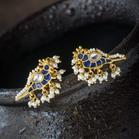 BIRDIE JADAU STUDS  - BLUE GREEN PINK MIXED COLOUR 