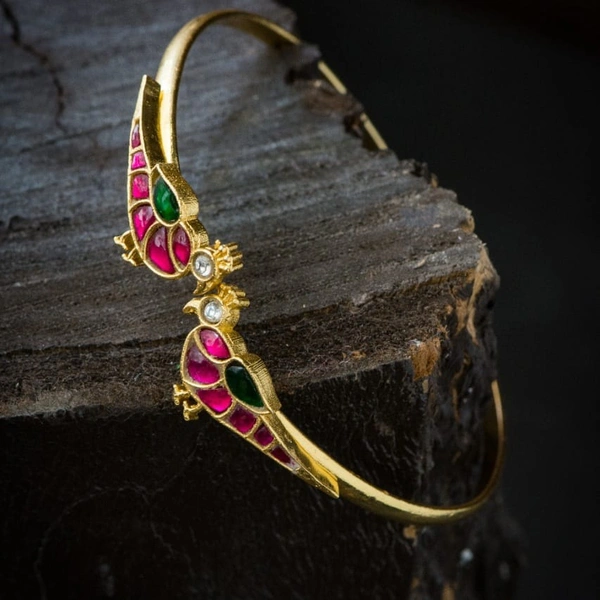 PEACOCK JADAU BANGLED - ADJUSTABLE 