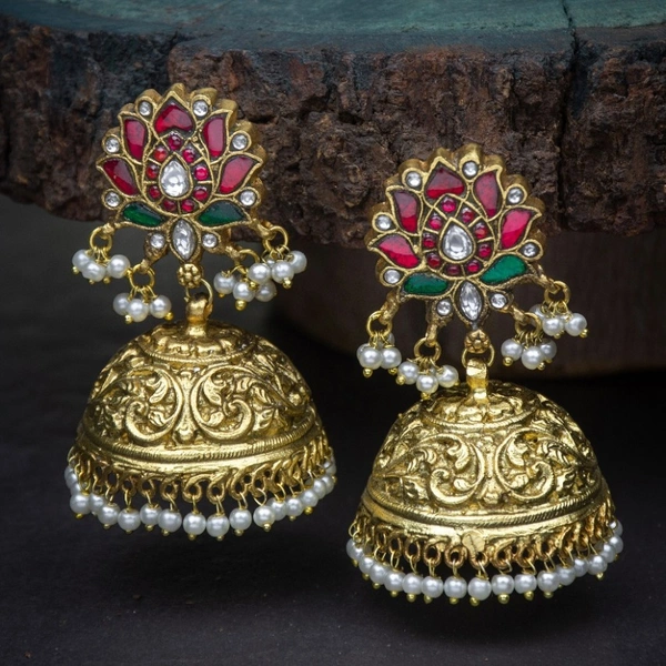 JADAU EARRINGS -6891 - PINK, 6.5 Cms