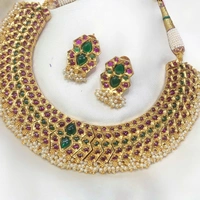 VARSHINI- BRIDAL JEWELLERY  - kemp red & green, DEFAULT AVAILABLE, INCLUDED