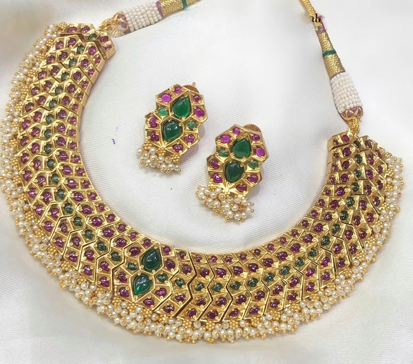 VARSHINI- BRIDAL JEWELLERY  - kemp red & green, DEFAULT AVAILABLE, INCLUDED