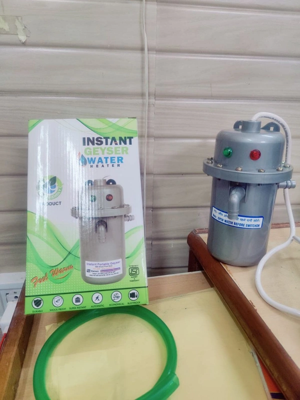 Instant Water Heater Trendy Water Heaters & GeysersType: Instant Water HeatersWater Heater Tank Capacity: Upto 5 LPower Source: ElectricProduct Breadth: 24 CmProduct Height: 14 CmProduct Length: 14 CmPack Of: Pack Of 1SUN Instanat Water Heater, Hot water in 10 Secs, 2 years Repalcement WarrantyCountry of Origin: India