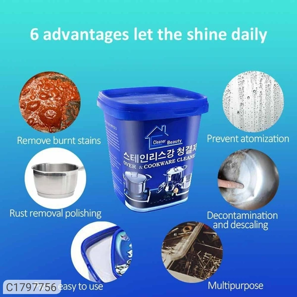  stainless steel cleaning cream boom wash Oven & Cookware Cleaner Stainless Steel Cleaning Paste Remove Stains from Pots Pans Multi-Purpose Cleaner & Polish Removes Household Clean Universal Cleaning Paste for Removing RustType: GelProduct Breadth: 10 CmProduct Height: 10 CmProduct Length: 10 CmPack Of: Pack Of 11.Waterless Cleaning: The cleaner cleans, polishes and protects all su