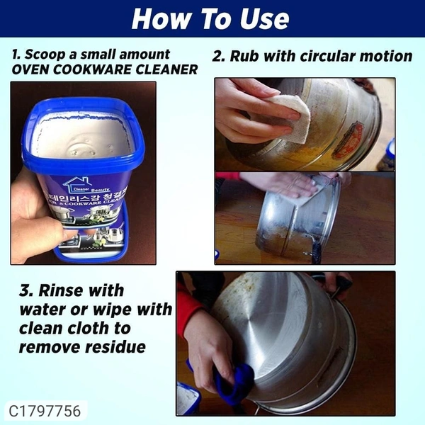  stainless steel cleaning cream boom wash Oven & Cookware Cleaner Stainless Steel Cleaning Paste Remove Stains from Pots Pans Multi-Purpose Cleaner & Polish Removes Household Clean Universal Cleaning Paste for Removing RustType: GelProduct Breadth: 10 CmProduct Height: 10 CmProduct Length: 10 CmPack Of: Pack Of 11.Waterless Cleaning: The cleaner cleans, polishes and protects all su