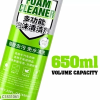 Multi Purpose Car And Home Foam CleanerPackage Contains: It has 1 Piece of Foam CleanerMaterial: FoamCapacity: 650 MLProduct Weight : 150 gmFeatures: -Can quickly remove all kinds of dirt on the surface of the object and looks almost brand new-Convenient to clean the parts of the vehicle, such as cushion, dashboard, side panel, ceiling and etc-Clean effectively surface such as leat