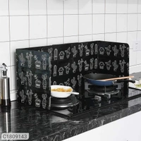 Kitchen Shield- Foldable Shield/Anti-Splash Splatter Guard For KitchenPackage Contains: Product Description: The pratical splatter shield, prevent cooking surfaces, counters, walls and floors from hot and grease, fire to certain sizes burners and pans.Package Contain: It has 1 Piece of Oil Splatter ScreenMaterial: Aluminum FoilDimensions (L X W in cm) : 84.5 x 32.5cmWork: PrintedFe
