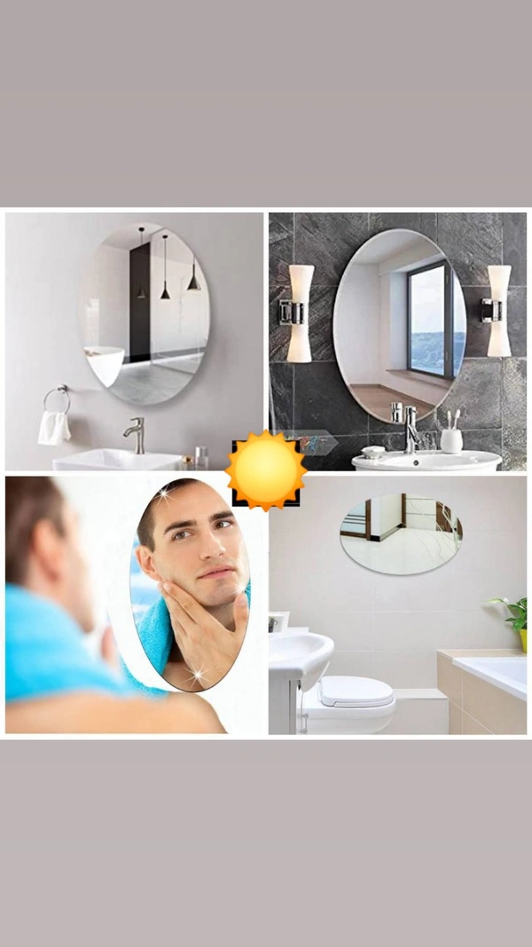 ₹495 MRP: ₹995.00Oval Shape Mirror Sticker•Big Size•Adhesive wall sticker mirror •Easy to use portable and flexible