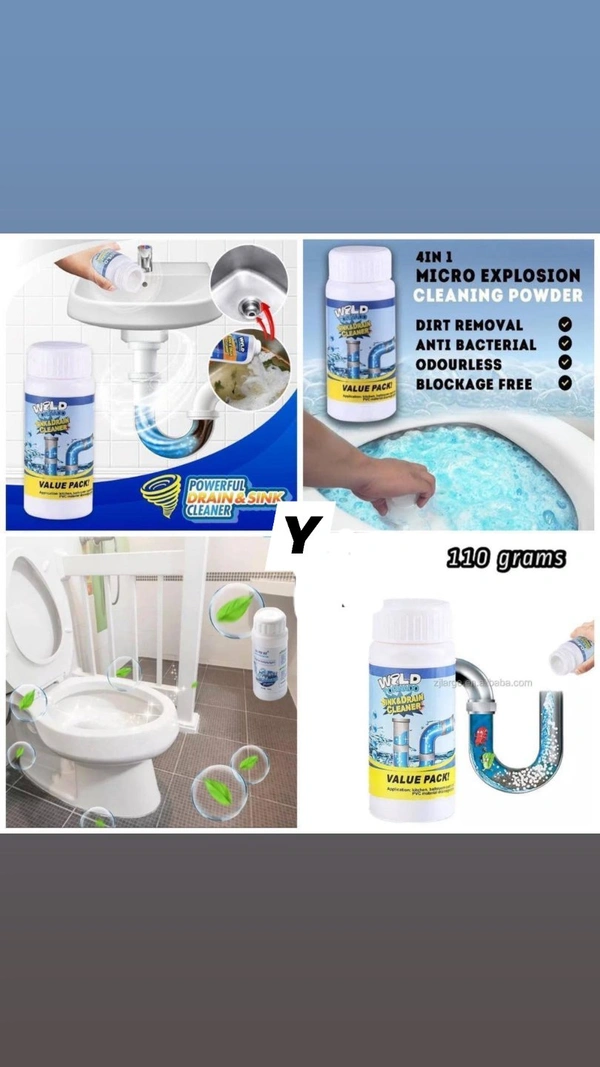 Sink Drain PowderThe Powerful pipe dredging agent that is safe to use in toilets. Other caustic drain chemicals generate enormous amounts of heat which can crack your toilet bowl and lead to thousands of dollars in damage.Price- 238₹