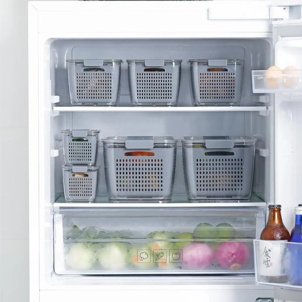 This Combo Package  4iteams Bb4u trendyfashion Wall-Mounted Cereals Dispenser Press Grain Storage TankSquare Food Storage Containers With Handle (Set of 3)Double Layer Drain Basket Plastic Fruit & Vegetable Tools Washing Basket4 pcsMultifunction Manual Meat Grinder Kitchen Hand-power Food Chopper Fruit Vegetable Nuts Cutter