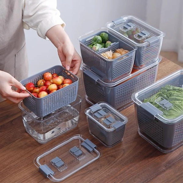 This Combo Package  4iteams Bb4u trendyfashion Wall-Mounted Cereals Dispenser Press Grain Storage TankSquare Food Storage Containers With Handle (Set of 3)Double Layer Drain Basket Plastic Fruit & Vegetable Tools Washing Basket4 pcsMultifunction Manual Meat Grinder Kitchen Hand-power Food Chopper Fruit Vegetable Nuts Cutter