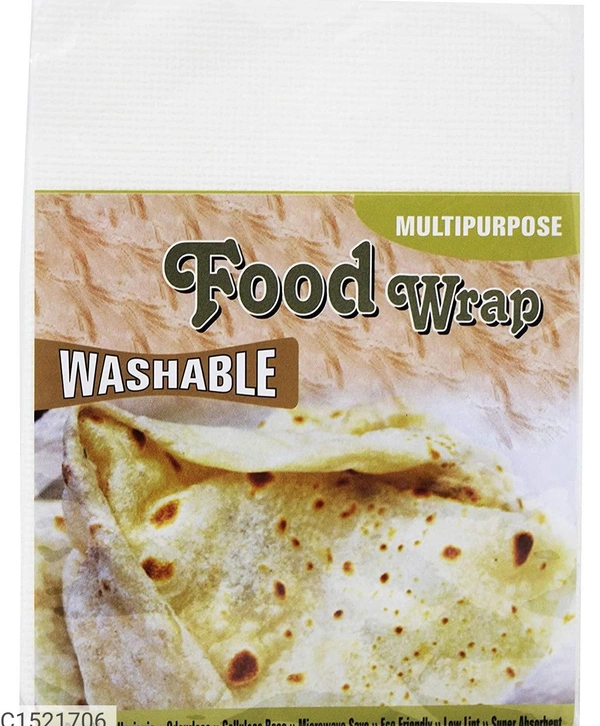 Food Wrap Washable Reusable OdourlessPackage Contain: It has 5 Piece of Food WrapMaterial: CelluloseProduct Dimension(In mm): 300 x 375Features: -Multipurpose Food Wrap Washable - Microwave Save Eco-Friendly Low Lint Super AbsorbentFREE CODPrice --@ 190/-
