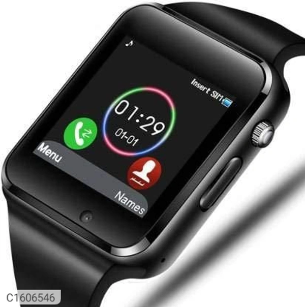 NAVYA A1 Smart Watch with Camera, Memory Card and SIM Card Support and Fitness Tracker Smartwatch for Mens Boys and Girls(Black)Standalone Phone Watch: Smart watch connected Android phone via Bluetooth or with GSM 2G SIM Card can be used as a cellphone to make/answer calls, send/get message directly.Multifunctional Smartwatch: Sport health: Pedometer, Calories Calculation, Sedentar