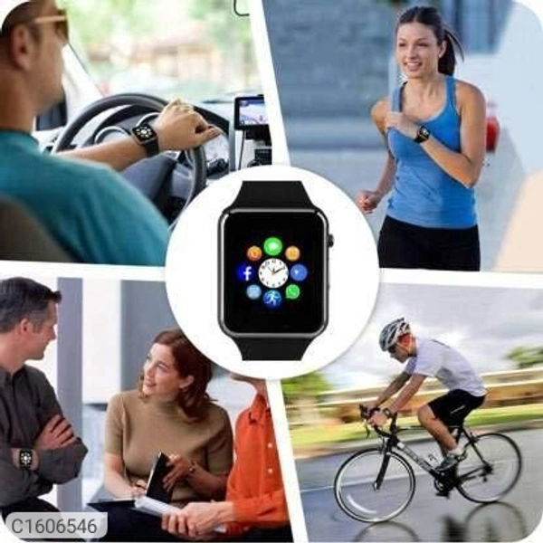 NAVYA A1 Smart Watch with Camera, Memory Card and SIM Card Support and Fitness Tracker Smartwatch for Mens Boys and Girls(Black)Standalone Phone Watch: Smart watch connected Android phone via Bluetooth or with GSM 2G SIM Card can be used as a cellphone to make/answer calls, send/get message directly.Multifunctional Smartwatch: Sport health: Pedometer, Calories Calculation, Sedentar
