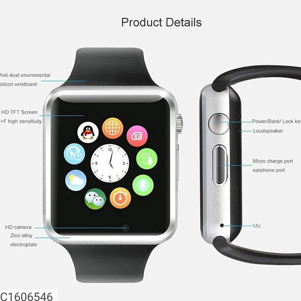 NAVYA A1 Smart Watch with Camera, Memory Card and SIM Card Support and Fitness Tracker Smartwatch for Mens Boys and Girls(Black)Standalone Phone Watch: Smart watch connected Android phone via Bluetooth or with GSM 2G SIM Card can be used as a cellphone to make/answer calls, send/get message directly.Multifunctional Smartwatch: Sport health: Pedometer, Calories Calculation, Sedentar