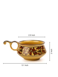 Set of 12 Mustard Yellow Handcrafted Cups & Saucers1999